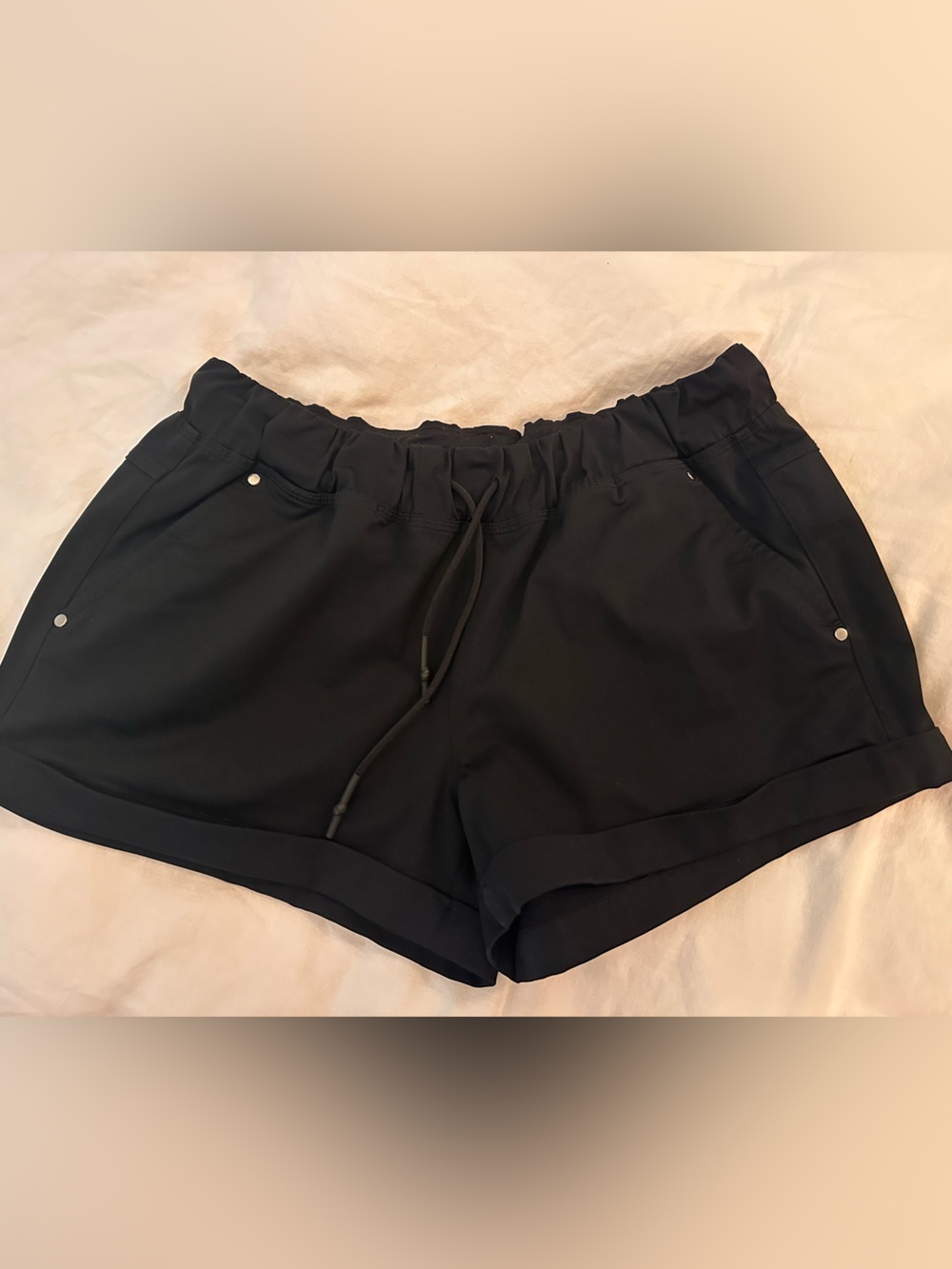 Black Women's Drawstring Athletic Shorts